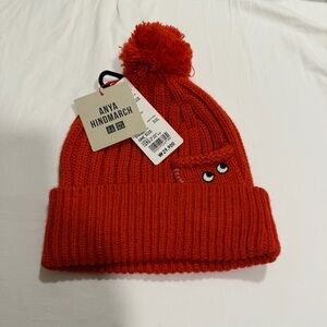 Uniqlo x Anya Hindmarch Red Beanie with Pom-Pom